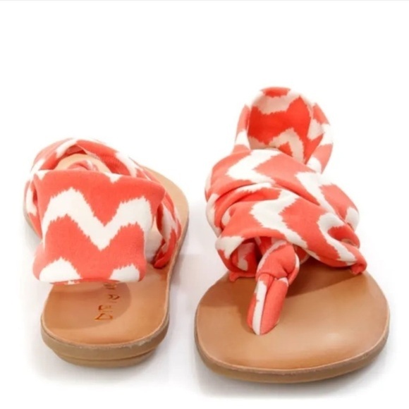 Dirty Laundry Beebop Zig Zag Natural Thong Stretch Sandals size 6 Orange & White - Picture 3 of 5